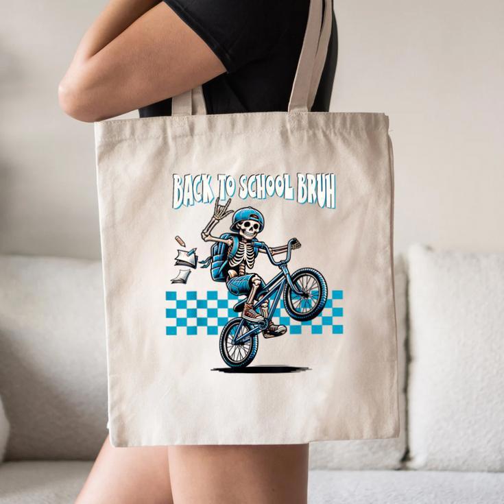 Back To School Bruh Boy Skeleton Riding On a BMX Bike Canvas Tote Bag Back To School Bruh Boy Skeleton Riding On a BMX Bike Canvas Tote Bag