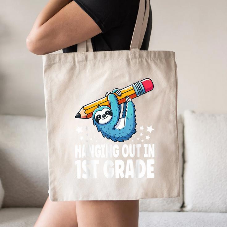 Back To School First Grade Sloth Hanging Out In 1st Grade Canvas Tote Bag