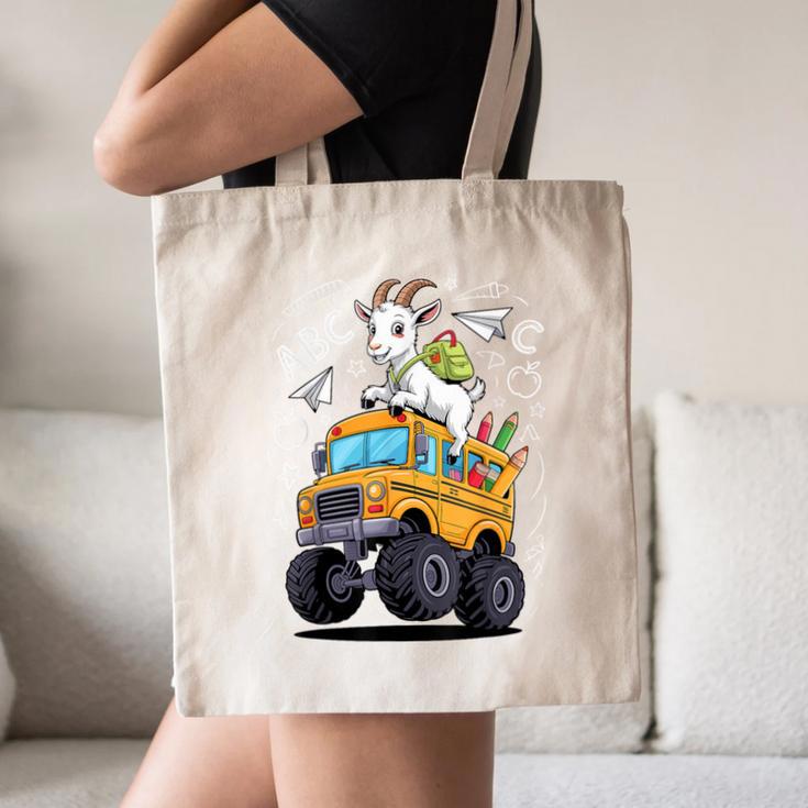 Back To School Goat School Bus 100 Days Of School Canvas Tote Bag Back To School Goat School Bus 100 Days Of School Canvas Tote Bag