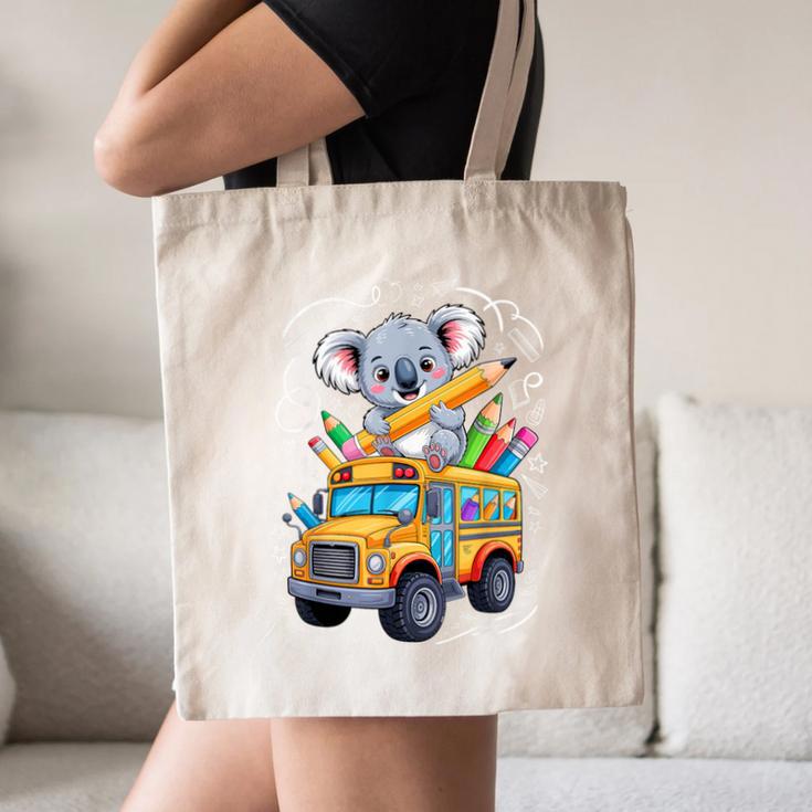 Back To School Koala School Bus 100 Days Of School Canvas Tote Bag Back To School Koala School Bus 100 Days Of School Canvas Tote Bag