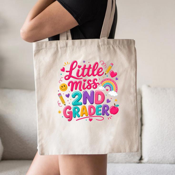 Back To School Little Miss 2nd Grader Rainbow Girl Canvas Tote Bag