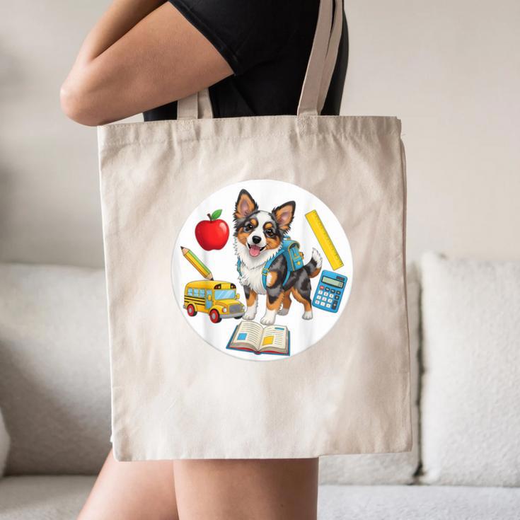 Back To School Miniature American Shepherd Dog Boys Girls Canvas Tote Bag Back To School Miniature American Shepherd Dog Boys Girls Canvas Tote Bag