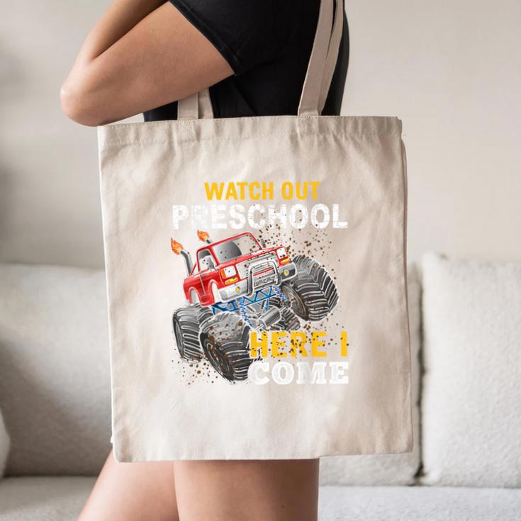 Back To School Preschool Here I Come For Boy Kids Truck Canvas Tote Bag