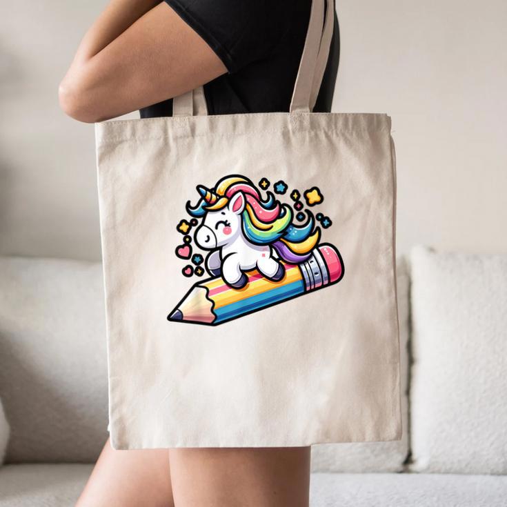 Back To School Unicorn Riding A Pencil Canvas Tote Bag Back To School Unicorn Riding A Pencil Canvas Tote Bag
