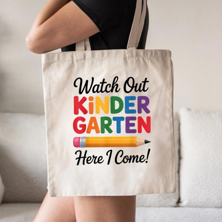 Back To School Watch Out Kindergarten Here I Come Kids Canvas Tote Bag