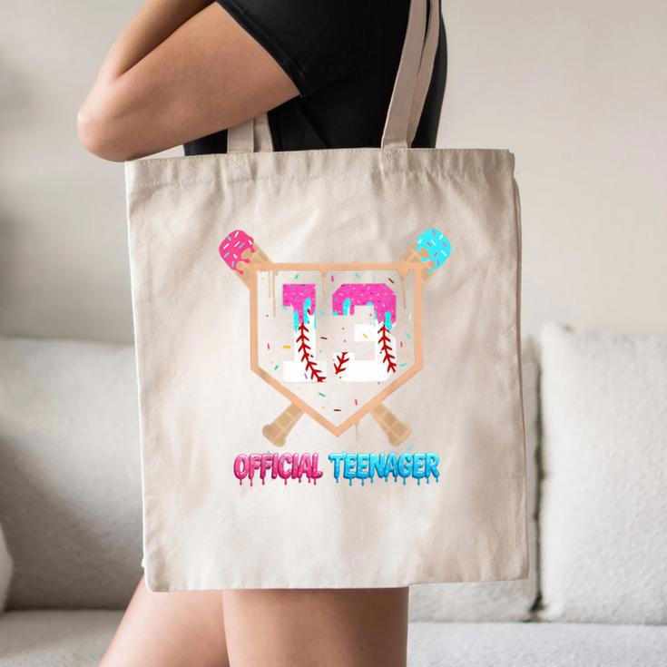 Baseball 13 Year Ice Cream Drip 13th Bday Official Teenager Canvas Tote Bag Baseball 13 Year Ice Cream Drip 13th Bday Official Teenager Canvas Tote Bag