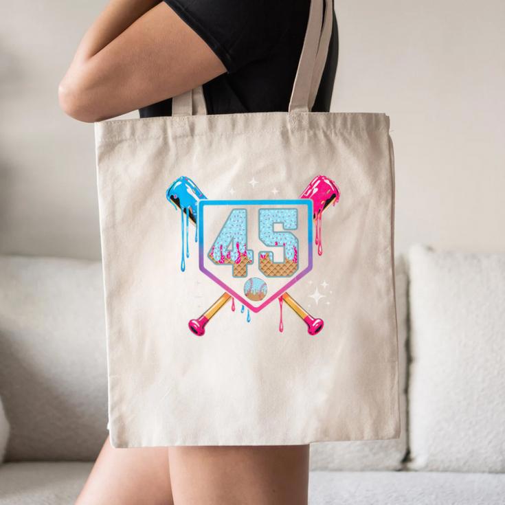 Baseball 45 Year Old Ice Cream Drip 45th Birthday Number 45 Canvas Tote Bag Baseball 45 Year Old Ice Cream Drip 45th Birthday Number 45 Canvas Tote Bag