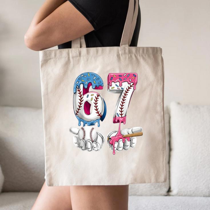 Baseball 67 Ice Cream Drip Six Seven Boys Girls Meme Canvas Tote Bag