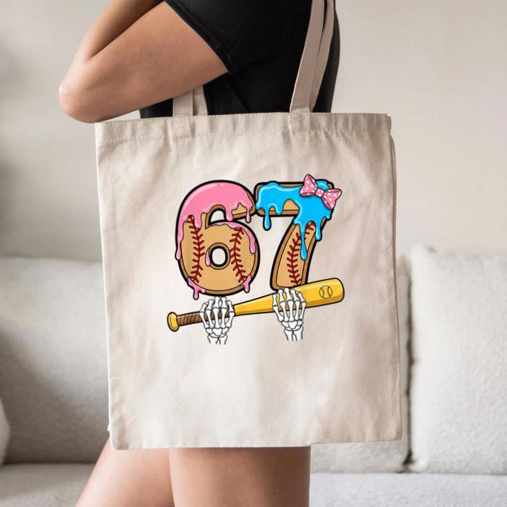 Baseball 67 Ice Cream Drip Skeleton Six Seven Boys Meme Canvas Tote Bag