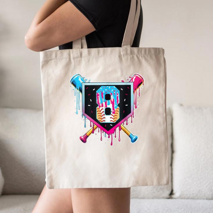 Baseball 8 Year Old Boy Ice Cream Drip 8th Birthday Player Canvas Tote Bag Baseball 8 Year Old Boy Ice Cream Drip 8th Birthday Player Canvas Tote Bag
