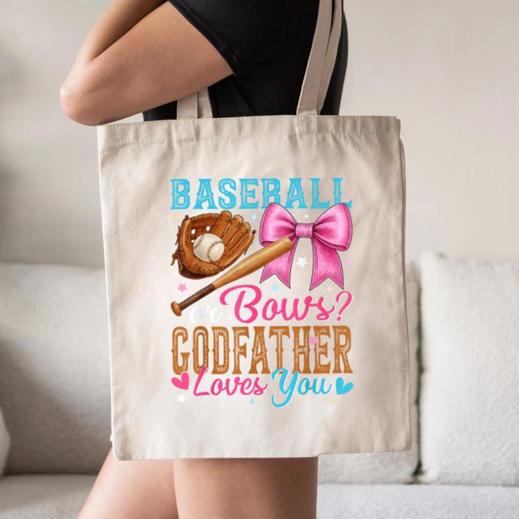 Baseball Or Bows Godfather Loves You Gender Reveal Canvas Tote Bag