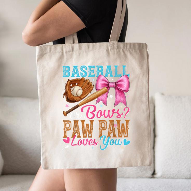 Baseball Or Bows Paw Paw Loves You Gender Reveal Baby Party Canvas Tote Bag Baseball Or Bows Paw Paw Loves You Gender Reveal Baby Party Canvas Tote Bag
