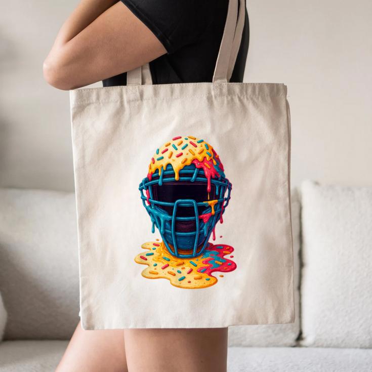 Baseball Catcher Mask Ice Cream Dripping Baseball Fan Boys Canvas Tote Bag Baseball Catcher Mask Ice Cream Dripping Baseball Fan Boys Canvas Tote Bag