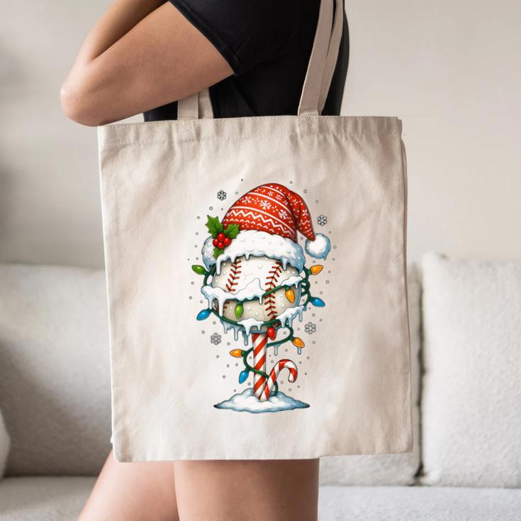 Baseball Christmas Ball Hat Snow Winter Premium Tri-Blend Canvas Tote Bag