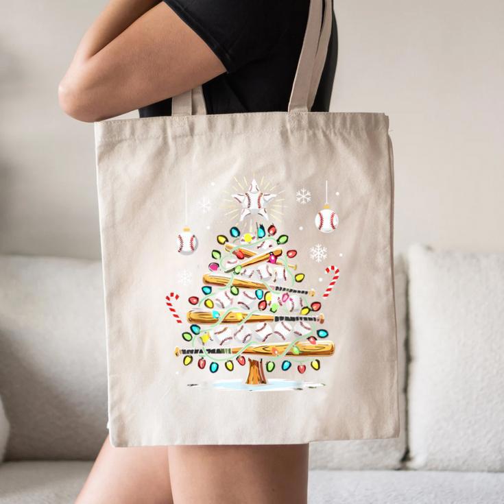 Baseball Christmas Tree Lights Canvas Tote Bag
