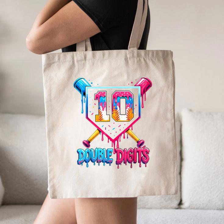 Baseball Drip 10th Birthday Boy Double Digits Ice Cream Drip Canvas Tote Bag Baseball Drip 10th Birthday Boy Double Digits Ice Cream Drip Canvas Tote Bag