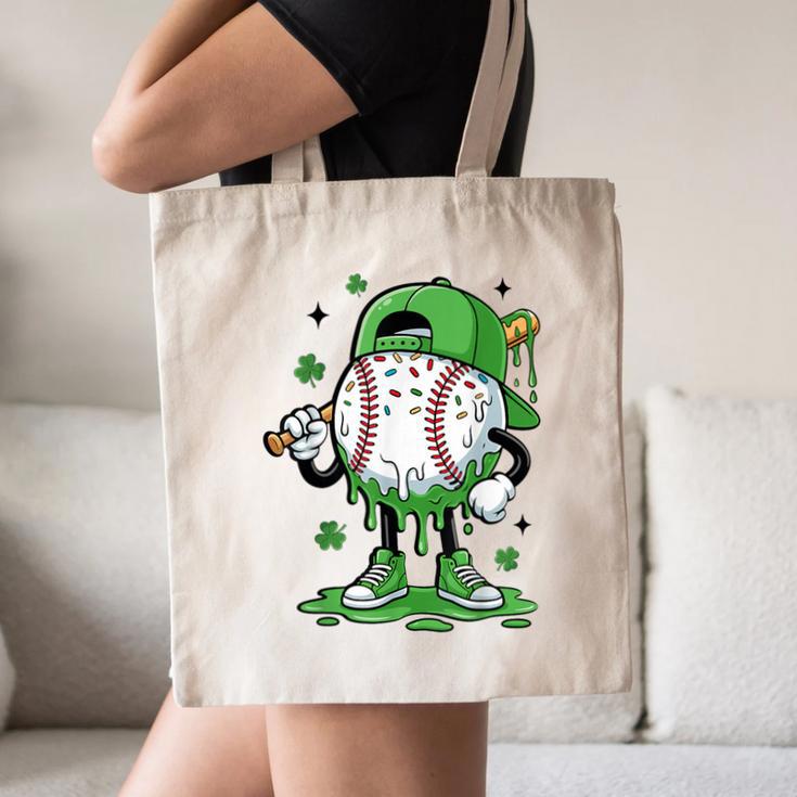 Baseball Drip For Boys Ice Cream Drip Baseball Player Canvas Tote Bag