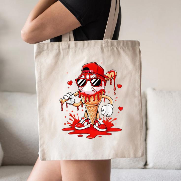 Baseball Drip Ice Cream Apparel Youth Boys Valentines Canvas Tote Bag Baseball Drip Ice Cream Apparel Youth Boys Valentines Canvas Tote Bag