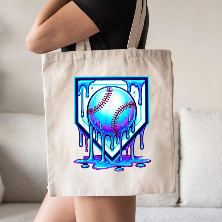 Baseball Drip Ice Cream Blue Glow Melt Ball Graphic Canvas Tote Bag Baseball Drip Ice Cream Blue Glow Melt Ball Graphic Canvas Tote Bag