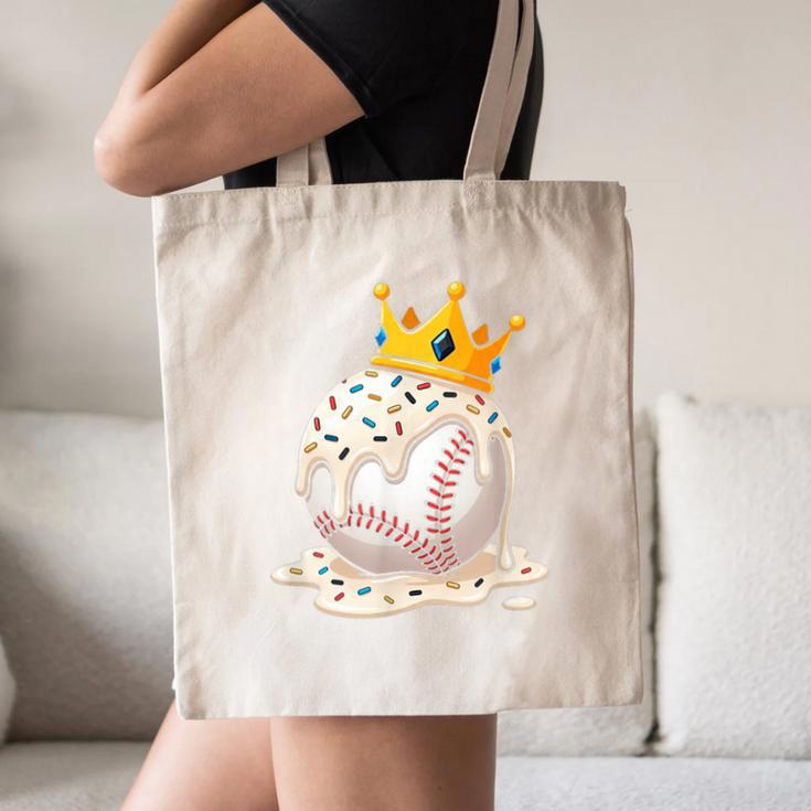Baseball Drip Ice Cream Crown Melt Graphic Canvas Tote Bag Baseball Drip Ice Cream Crown Melt Graphic Canvas Tote Bag