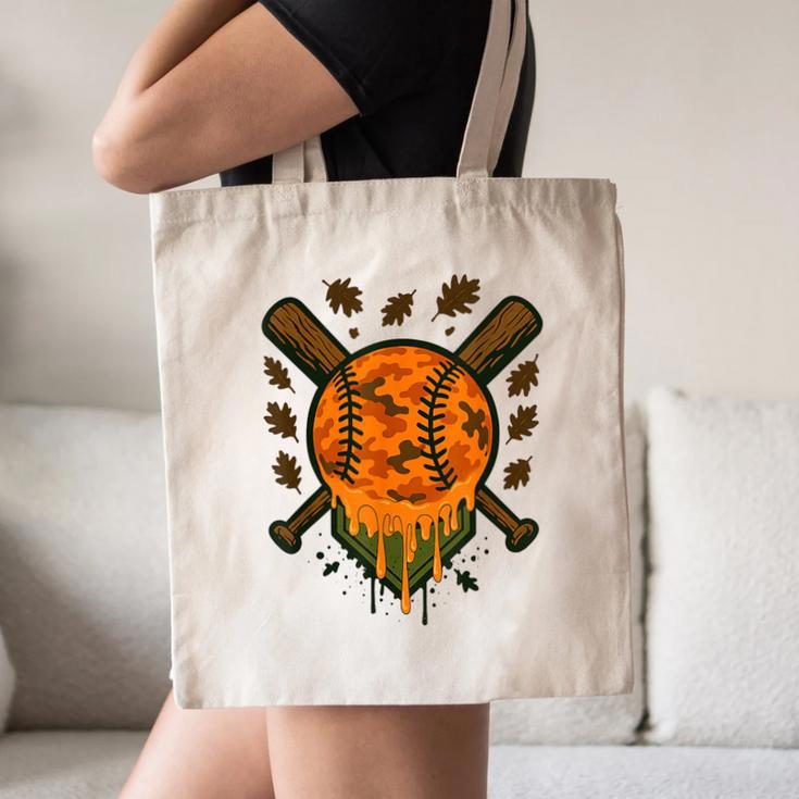 Baseball Drip Ice Cream Dripping Blaze Hunter Orange Camo Canvas Tote Bag Baseball Drip Ice Cream Dripping Blaze Hunter Orange Camo Canvas Tote Bag