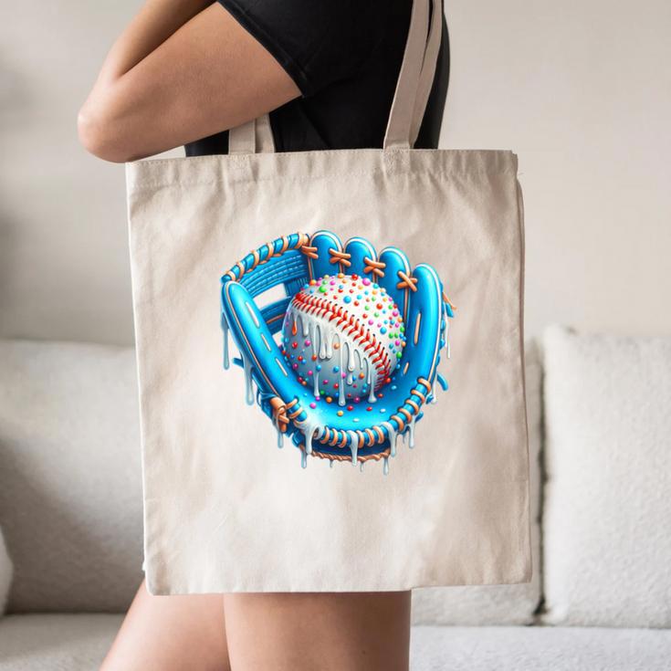 Baseball Drip Ice Cream Glove With Sprinkles Ball Boys Youth Canvas Tote Bag