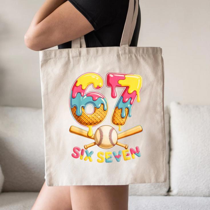 Baseball Drip Ice Cream Number 67 Player Lifestyle Canvas Tote Bag