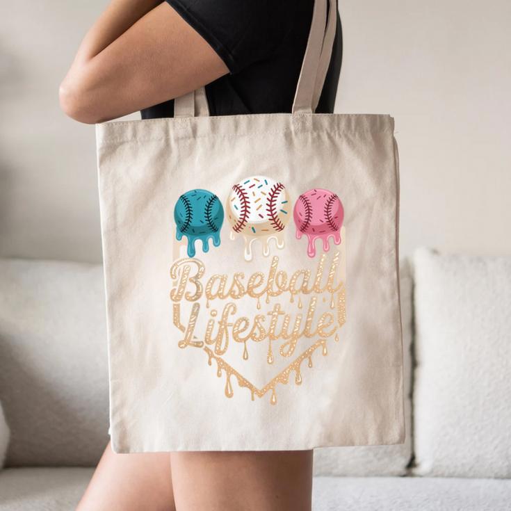 Baseball Drip Icecream Canvas Tote Bag Baseball Drip Icecream Canvas Tote Bag