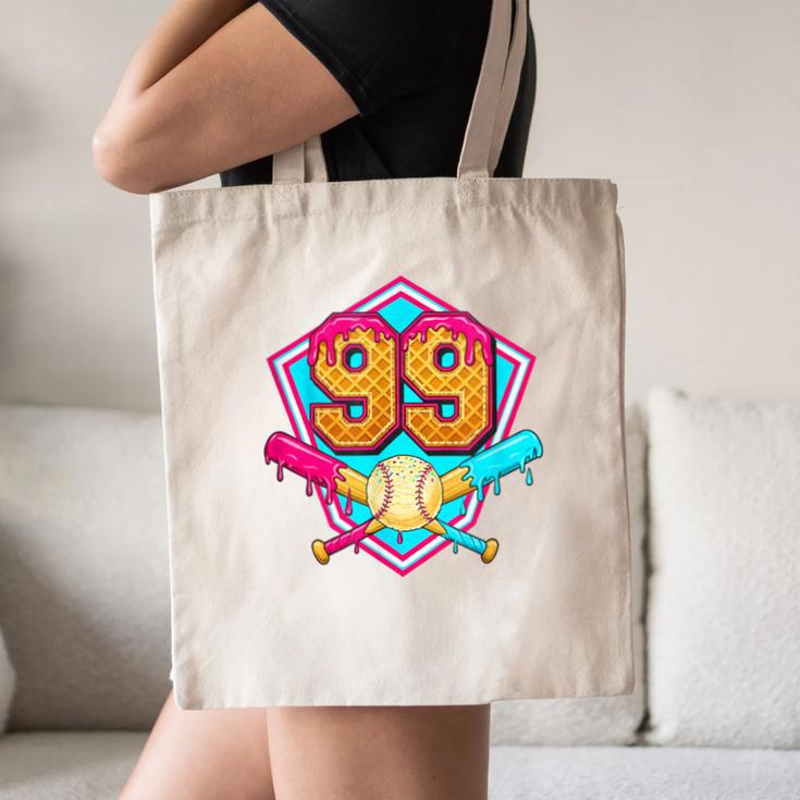 Baseball Drip Jersey Number 99 For Players & 99th Birthday Canvas Tote Bag