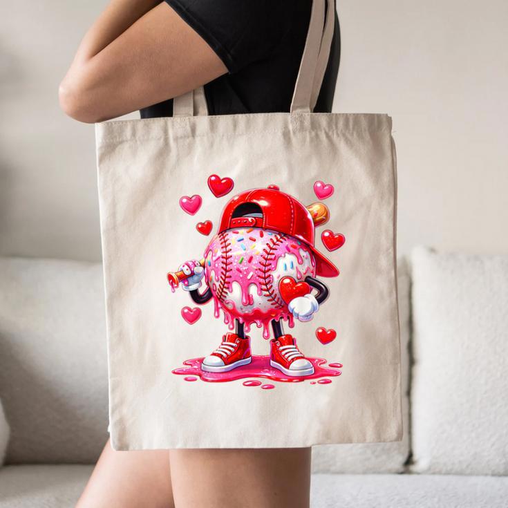 Baseball Drip Valentine Sports Vday Ice Cream Drip Heart Canvas Tote Bag Baseball Drip Valentine Sports Vday Ice Cream Drip Heart Canvas Tote Bag