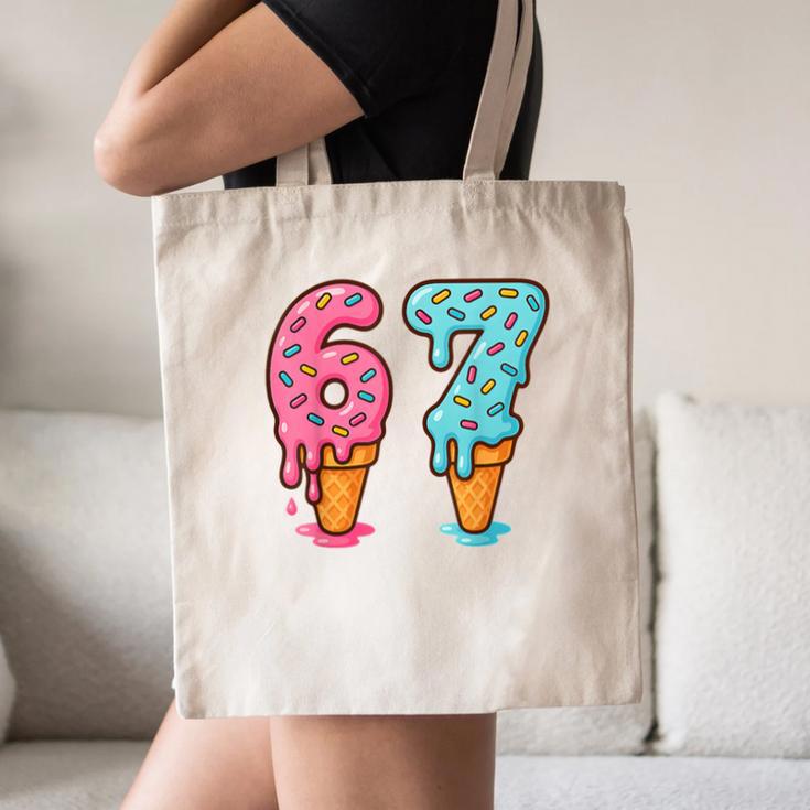 Baseball Ice Cream Drip 6 7 Kids 67 Birthday Canvas Tote Bag