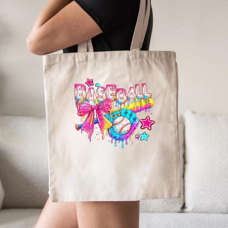 Baseball Ice Cream Drip Coquette Women Girls Mom Mama Canvas Tote Bag