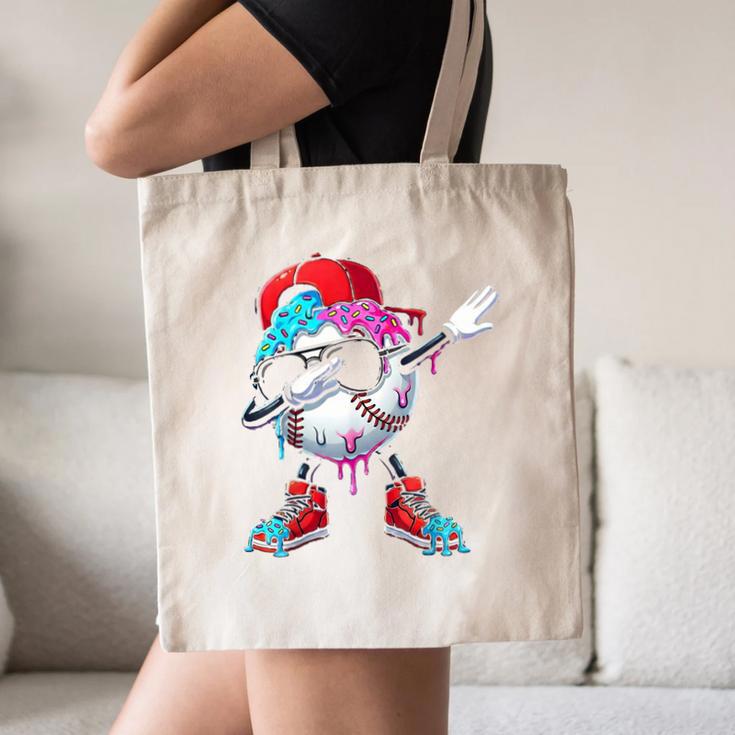 Baseball Ice Cream Drip Dabbing Sports Sprinkles For Boys Canvas Tote Bag Baseball Ice Cream Drip Dabbing Sports Sprinkles For Boys Canvas Tote Bag