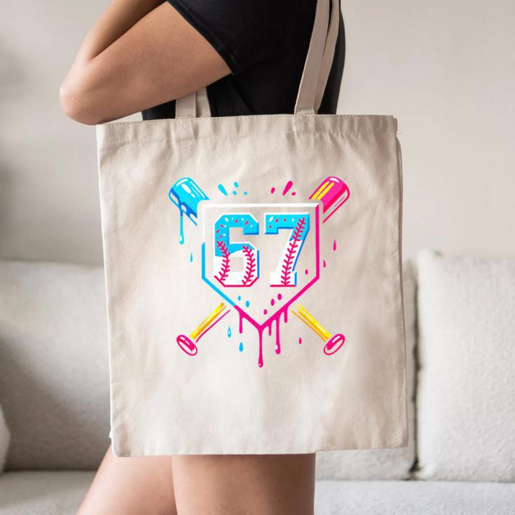 Baseball Ice Cream Drip Number 67 Player 67th Birthday 67 Canvas Tote Bag