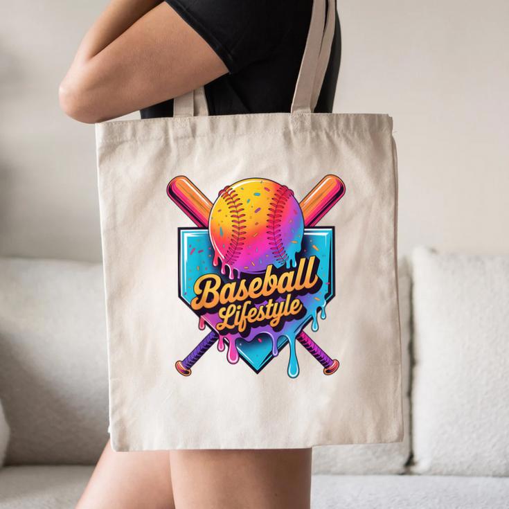Baseball Lifestyle Drip Icecream Canvas Tote Bag Baseball Lifestyle Drip Icecream Canvas Tote Bag