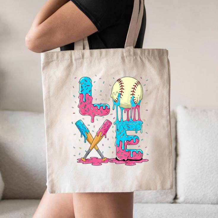 Baseball Love Drip Ice Cream Colorful Baseball Canvas Tote Bag Baseball Love Drip Ice Cream Colorful Baseball Canvas Tote Bag