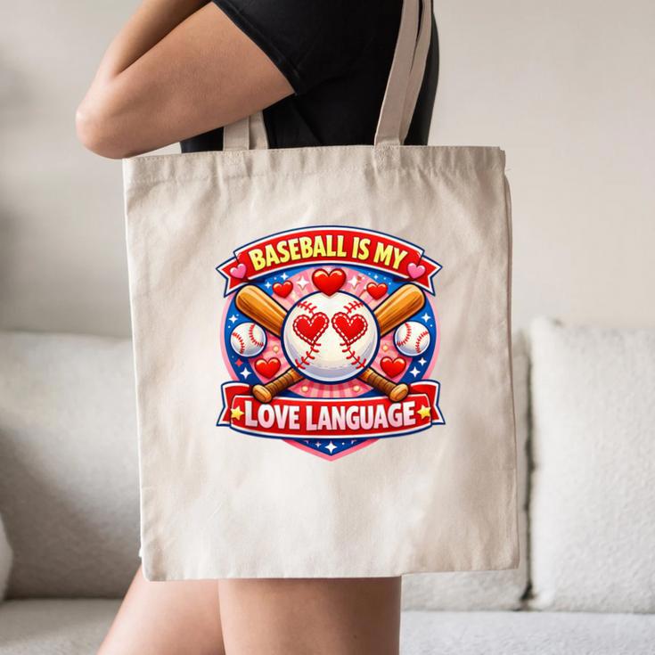 Baseball Is My Love Language Valentine Canvas Tote Bag
