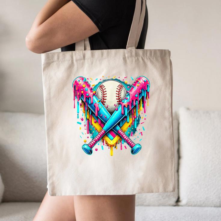 Baseball Player Ice Cream Drip Canvas Tote Bag