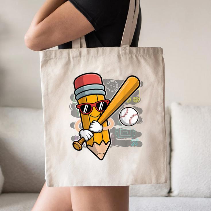 Baseball Player Pencil Back To School Cute Sport Students Canvas Tote Bag Baseball Player Pencil Back To School Cute Sport Students Canvas Tote Bag