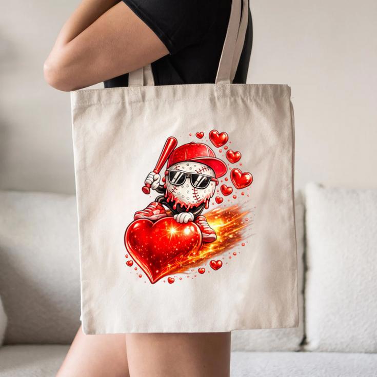 Baseball Valentine's Day Drip Ice Cream Team Canvas Tote Bag Baseball Valentine's Day Drip Ice Cream Team Canvas Tote Bag