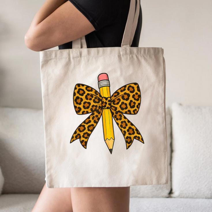 Bow Pencil Leopard First Day Of School Back To School Canvas Tote Bag
