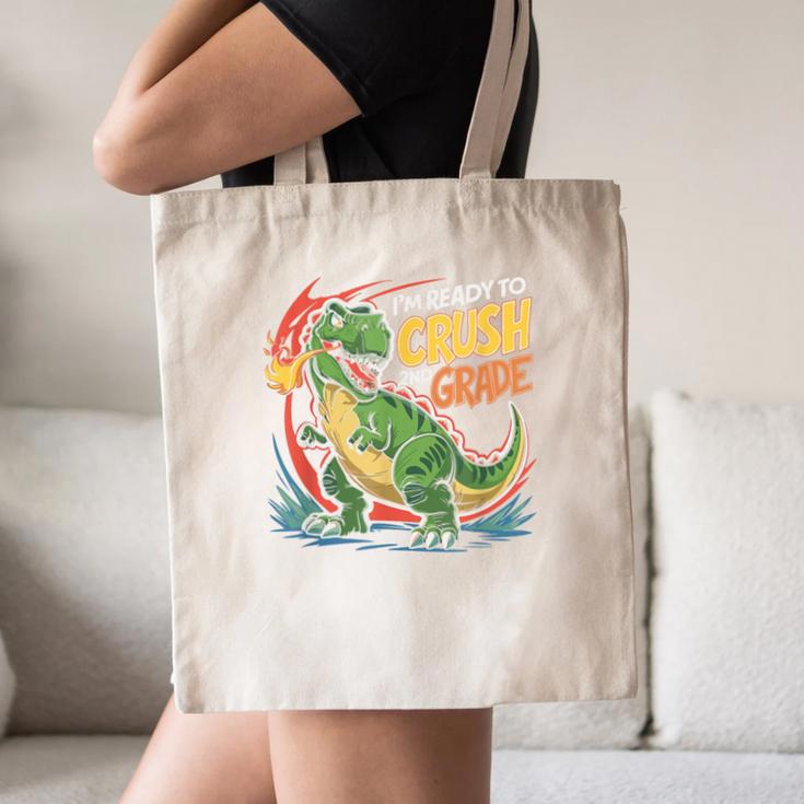 Boy Kid Ready To Crush 2nd Grade Dinosaur Back To School Canvas Tote Bag Boy Kid Ready To Crush 2nd Grade Dinosaur Back To School Canvas Tote Bag