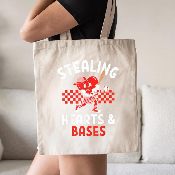 Boys Baseball Valentines Day Stealing Hearts Valentine Kids Canvas Tote Bag