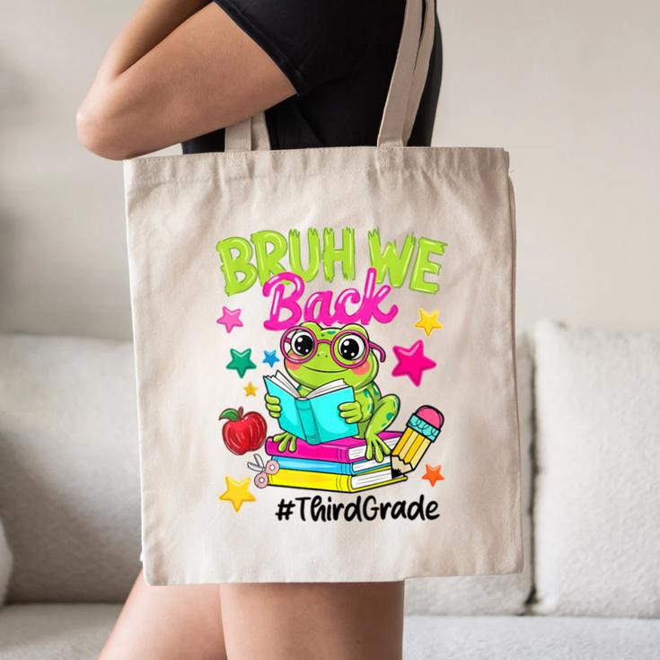 Bruh We Back Third Grade Cute Frog Back To School Canvas Tote Bag Bruh We Back Third Grade Cute Frog Back To School Canvas Tote Bag