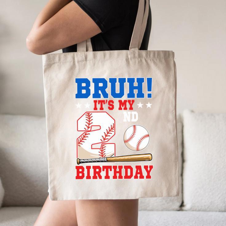Bruh It's My 2nd Birthday Boy Baseball Themed Party Canvas Tote Bag Bruh It's My 2nd Birthday Boy Baseball Themed Party Canvas Tote Bag