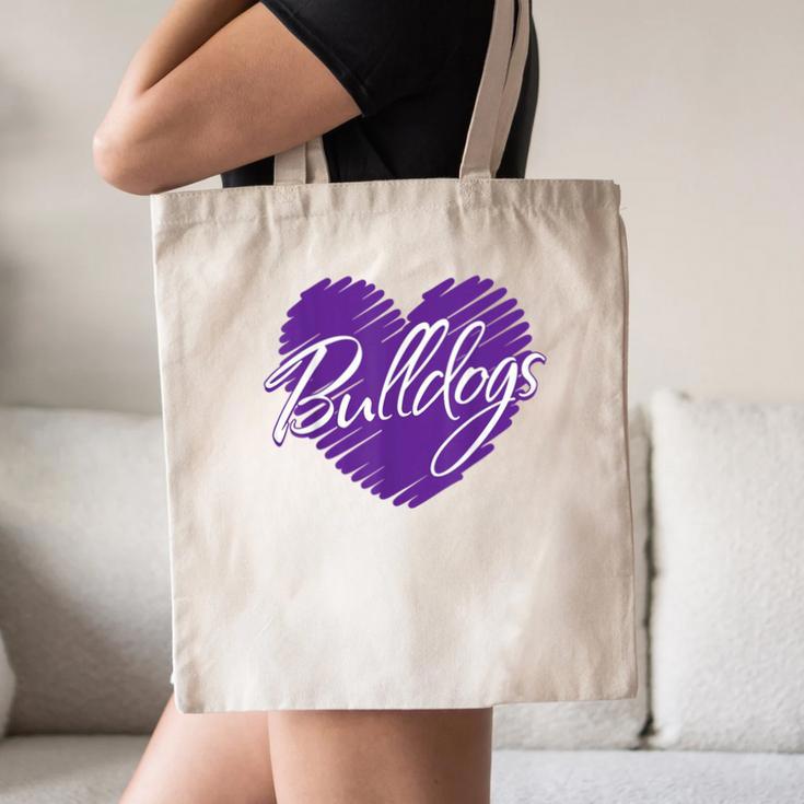 Bulldogs Heart Back To School Spirit P Canvas Tote Bag
