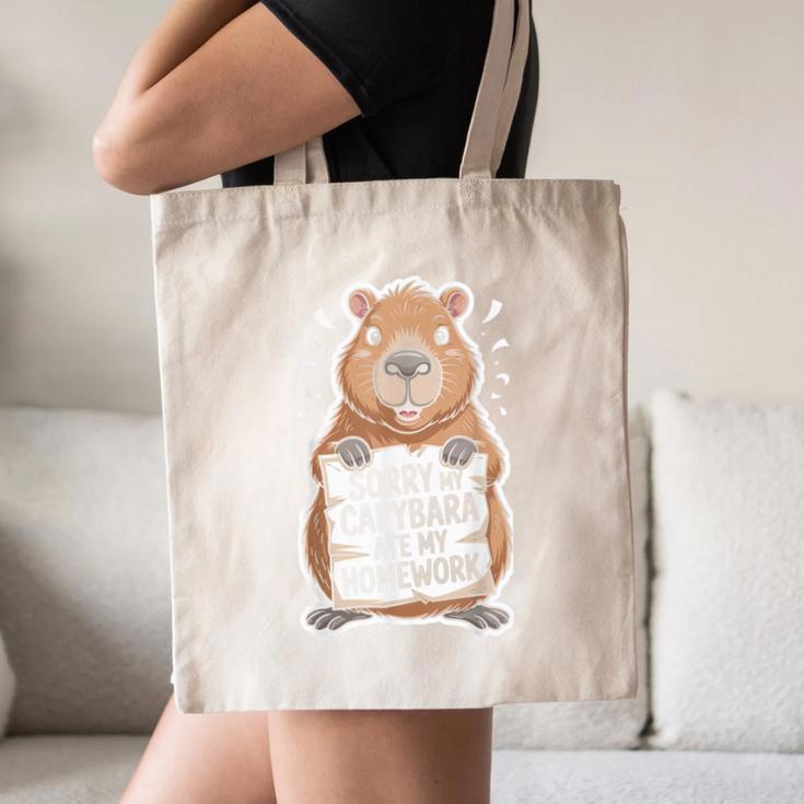 Capybara Ate My Homework Sorry Back To School Animal Canvas Tote Bag Capybara Ate My Homework Sorry Back To School Animal Canvas Tote Bag
