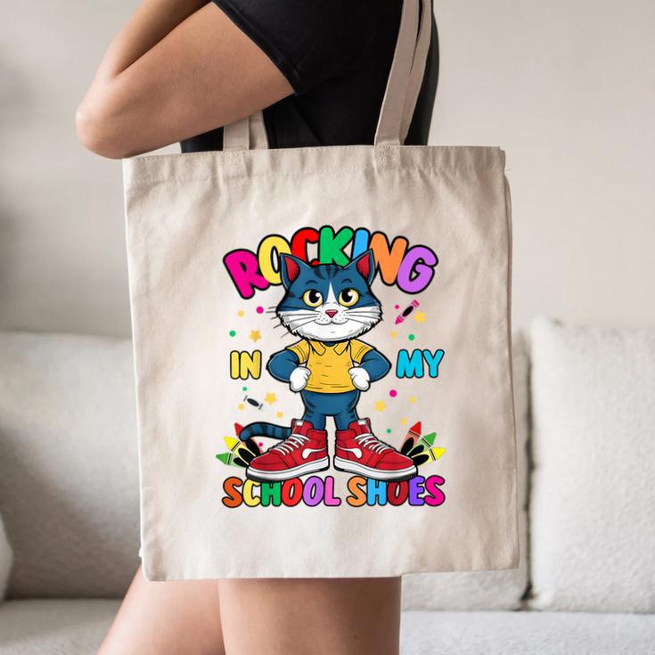 Cat Rocking In My School Shoes Back To School Kids Tee Canvas Tote Bag Cat Rocking In My School Shoes Back To School Kids Tee Canvas Tote Bag