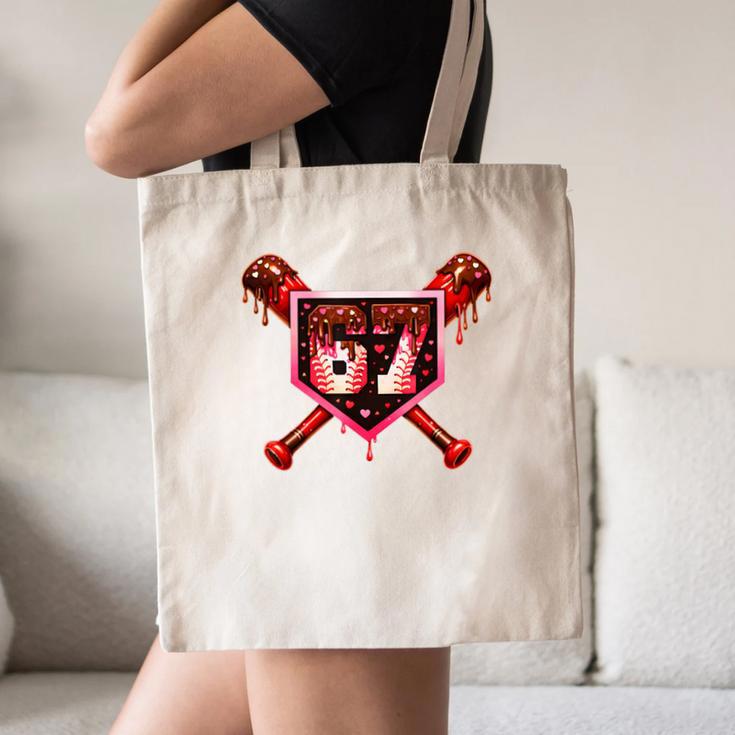 Chocolate 67 Drip Baseball Valentine Love Sports Canvas Tote Bag Chocolate 67 Drip Baseball Valentine Love Sports Canvas Tote Bag