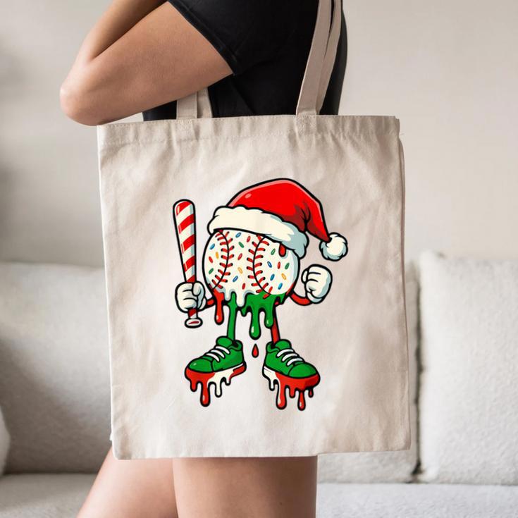 Christmas Baseball Drip For Boys Ice Cream Drip Baseball Canvas Tote Bag Christmas Baseball Drip For Boys Ice Cream Drip Baseball Canvas Tote Bag